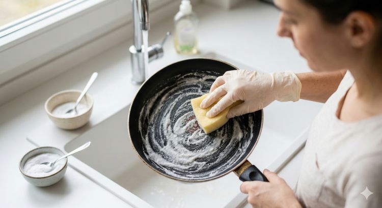 Jangan langsung pakai sabun, ini trik bersihkan teflon berminyak yang lebih efektif dengan baking soda