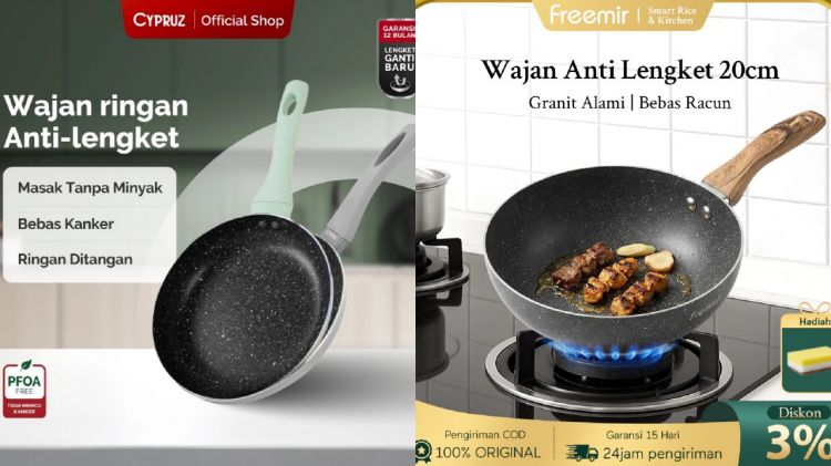 5 Rekomendasi bahan wajan anti lengket untuk semua dompet, ada yang murah sampai mewah