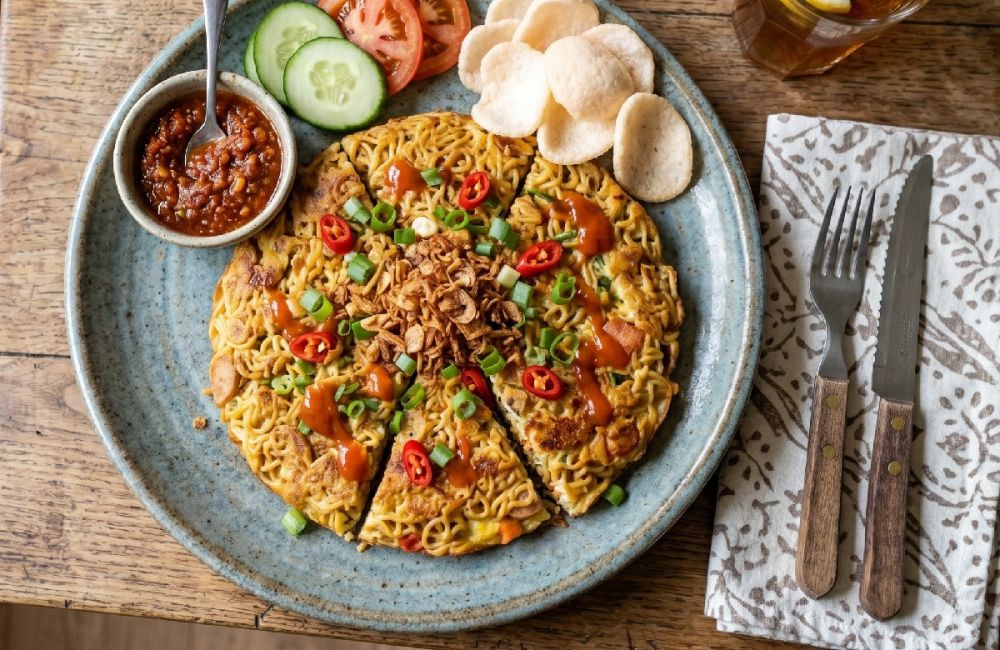 Kangen masakan warmindo? Yuk cobain resep omelet mie yang lebih sehat di rumah