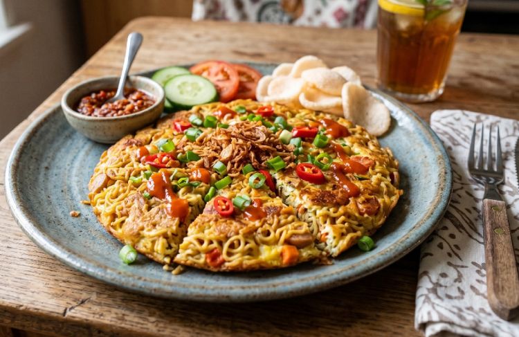 Kangen masakan warmindo? Yuk cobain resep omelet mie yang lebih sehat di rumah