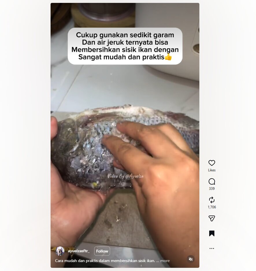 Nggak perlu pisau! Begini cara bersihkan sisik ikan cuma pakai garam & jeruk, lebih praktis