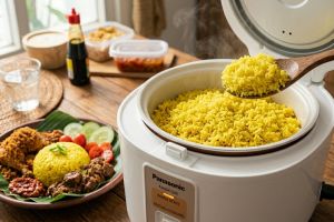 Resep nasi kuning pulen & gurih cuma pakai magic com, anti gagal