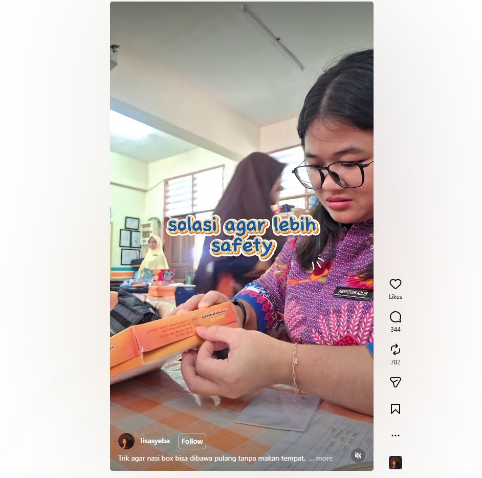 Sering dapat nasi box tapi belum mau dimakan? Pakai trik lipat ini biar praktis dibawa pulang