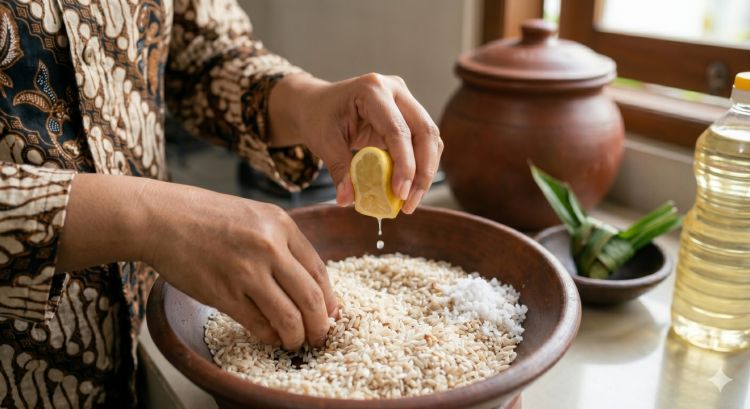 Cara ampuh hilangkan bau apek beras murah sebelum dimasak, cuma modal garam dan lemon