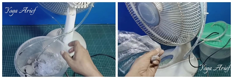 Cara mengubah kipas angin jadi sedingin AC pakai barang bekas dapur, bye ruangan panas!