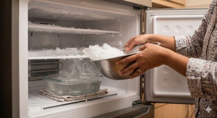 Bukan dicungkil, begini cara aman melelehkan bunga es tebal agar kulkas kembali bersih