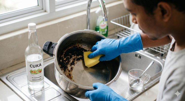 Cara membersihkan panci presto gosong tanpa merusak lapisan dalam, cukup pakai cuka
