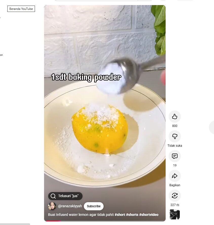 Rahasia infused water lemon anti pahit, cuma pakai garam dan baking powder
