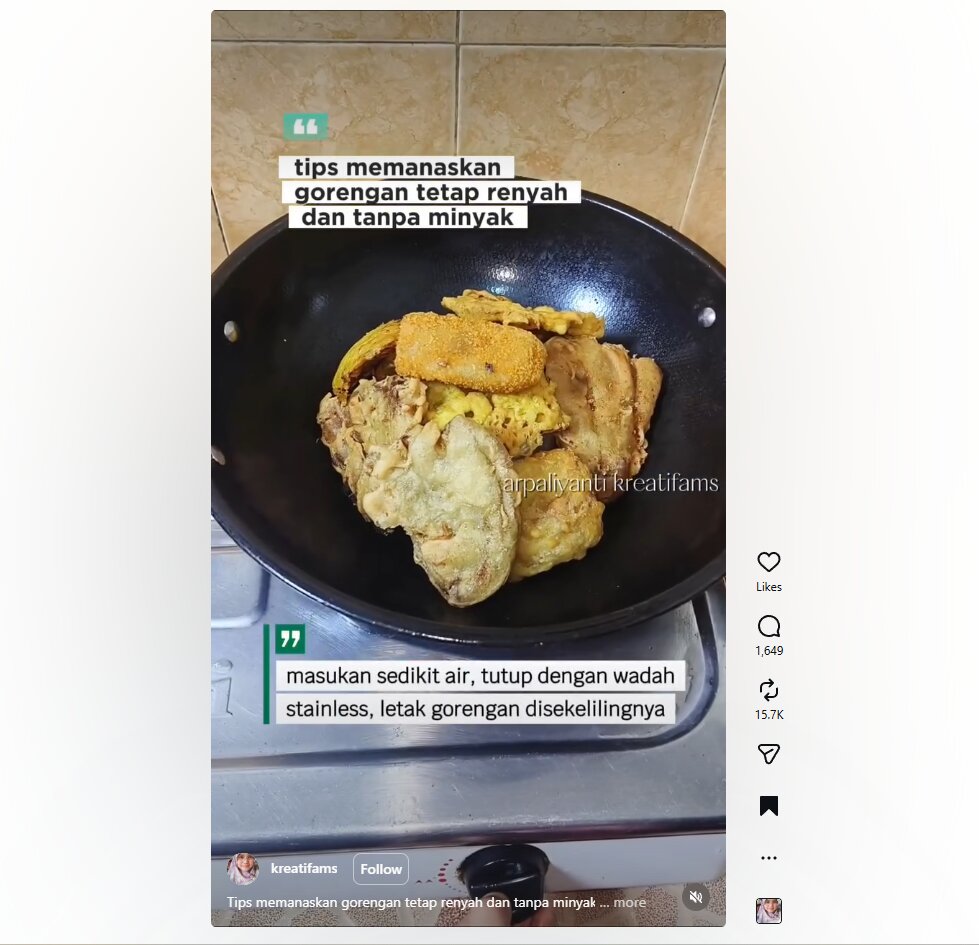 Gorengan melempem? Ini langkah memanaskan tanpa minyak biar krispi lagi