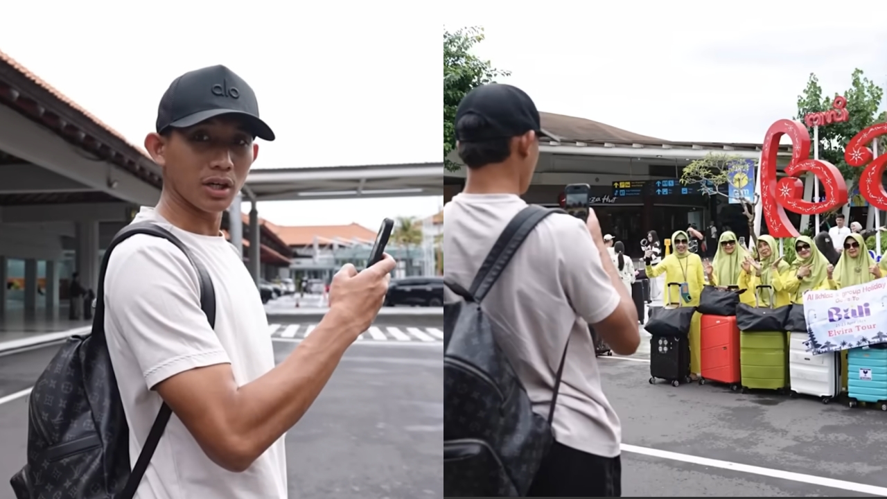 7 Potret aksi Rizky Ridho bek Timnas jadi fotografer dadakan rombongan ibu-ibu di bandara Bali