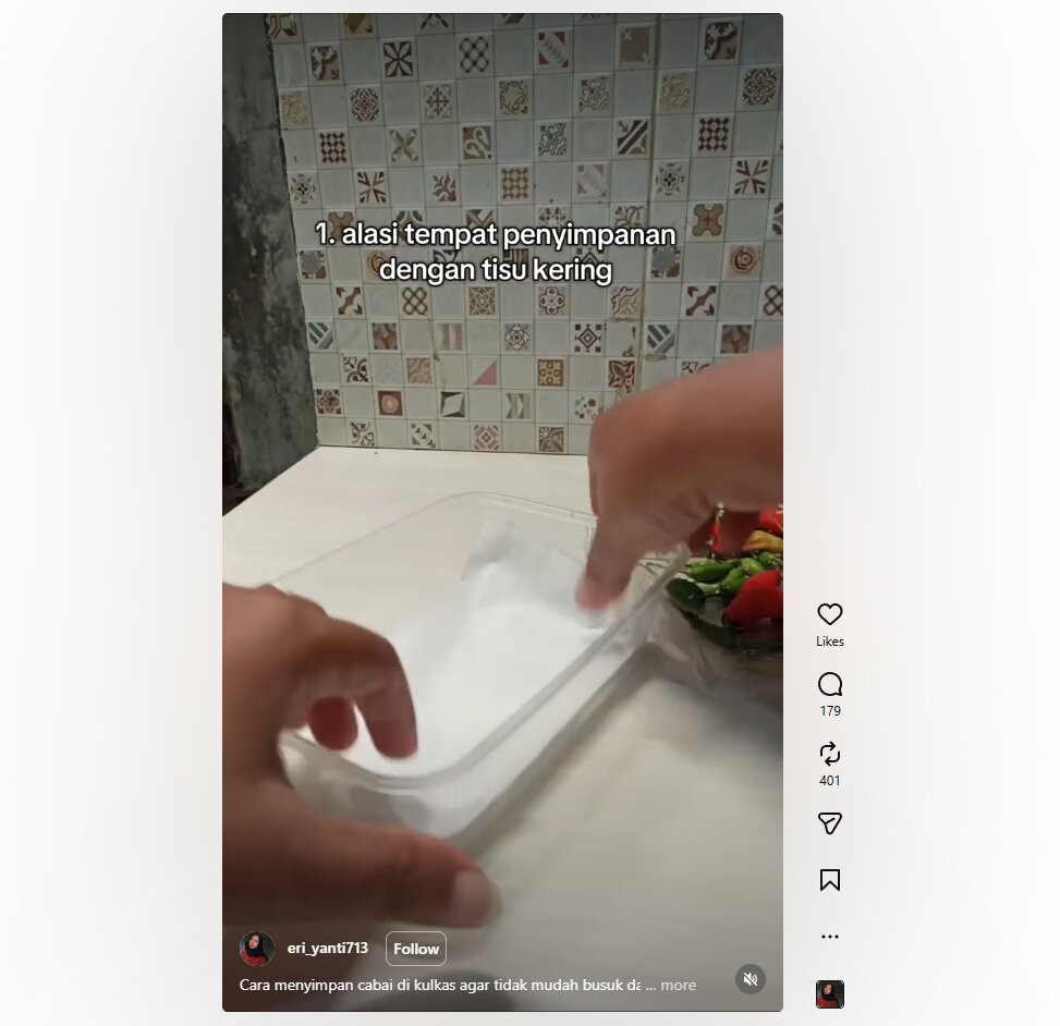 Cara simpan cabai agar awet lebih dari 1 minggu, andalkan bumbu dapur ini saja