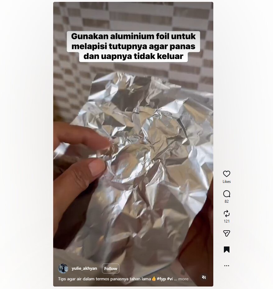 Cara mengatasi termos tidak panas lagi hanya dengan modal aluminium foil
