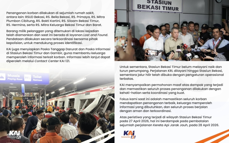 Kecelakaan KRL vs KA Argo Bromo: Korban jiwa capai 14 Orang, Presiden perintahkan evaluasi