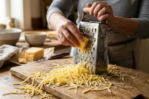 Parutan keju anti lengket cuma oles minyak, hasilnya langsung rapi