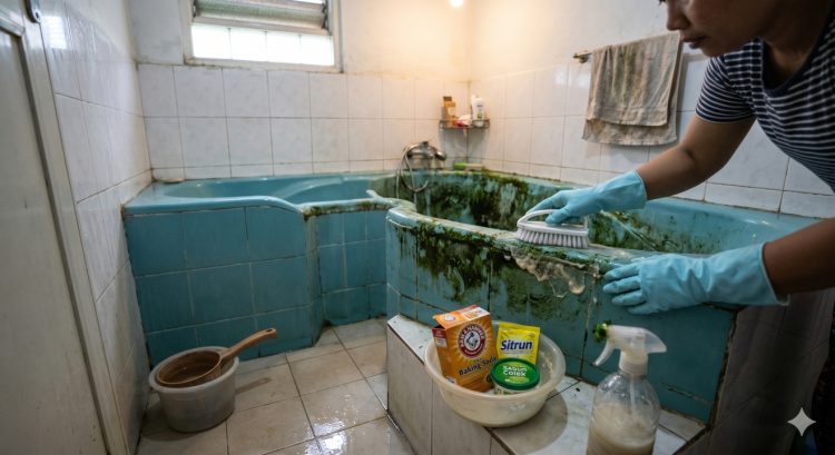 Bak mandi penuh lumut? Cukup 1 bahan dapur ini untuk membersihkannya tanpa perlu tenaga ekstra