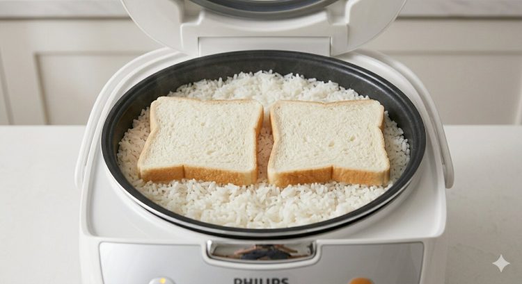 Nasi kelembekan jangan dibuang, cukup tambahkan roti tawar, langsung pulen lagi
