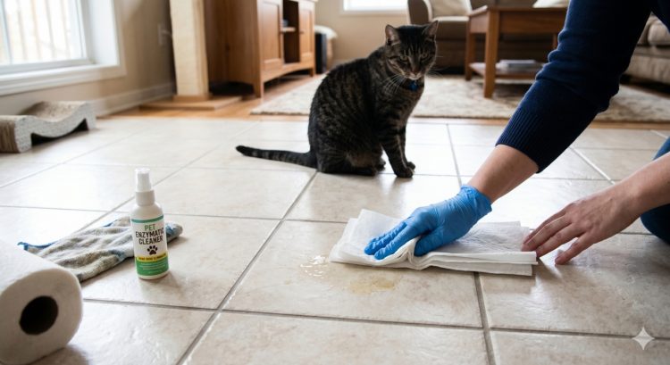 Cara membersihkan bekas kencing kucing di lantai agar bau tidak balik lagi