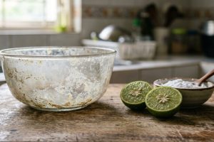 Mangkuk kaca berkerak kusam? Sikat pakai jeruk nipis dan baking soda, auto bening lagi