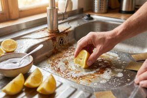 Bukan cairan pembersih, ini cara ampuh hilangkan karat wastafel pakai lemon dan baking soda