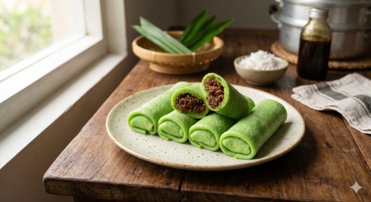 Resep dadar gulung kukus kenyal dan lembut dengan takaran gelas, tanpa timbangan pun bisa