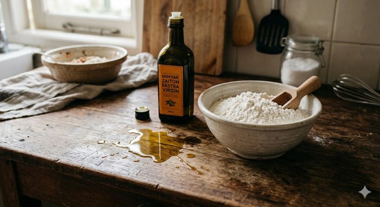 Minyak tumpah bikin lantai licin? Tabur tepung langsung kesat dalam hitungan menit