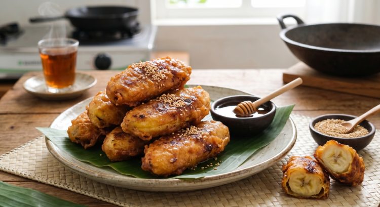Resep pisang goreng madu renyah dan legit, lapisan manisnya bikin nagih