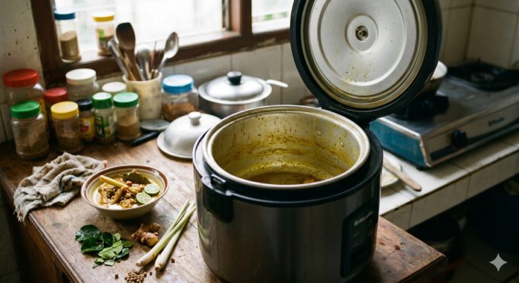 Rice cooker bau setelah dipakai hangatkan gulai? Ini 5 cara mudah hilangkan aroma santan yang menempel