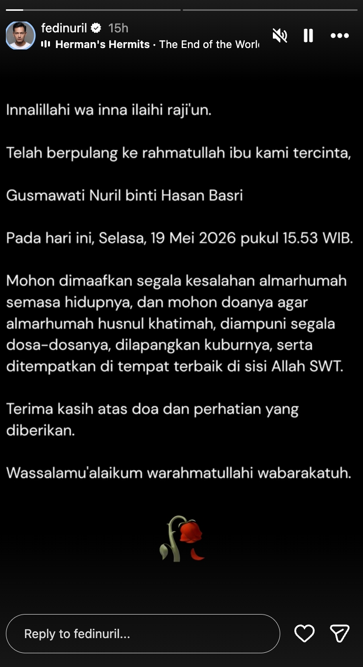 Ibunda berpulang, Fedi Nuril lantunkan azan terakhir dengan suara bergetar untuk almarhumah
