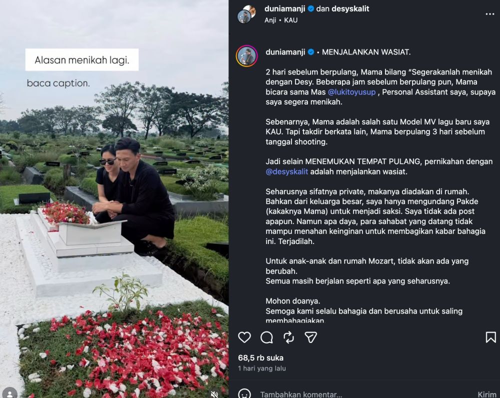 Resmi melepas masa duda, Anji Manji penuhi pesan terakhir almarhumah ibunda