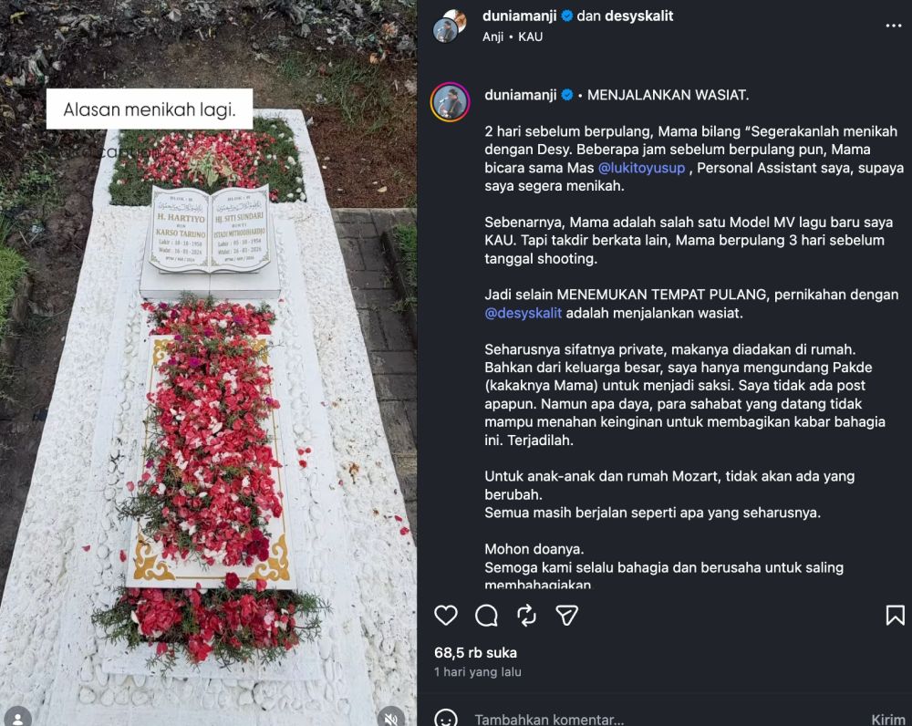 Resmi melepas masa duda, Anji Manji penuhi pesan terakhir almarhumah ibunda