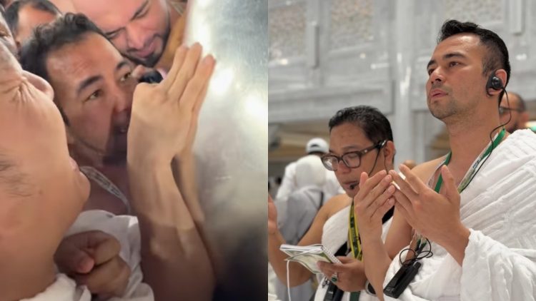 Momen perjuangan Raffi Ahmad cium Hajar Aswad berdesak-desakan dengan jamaah haji lain