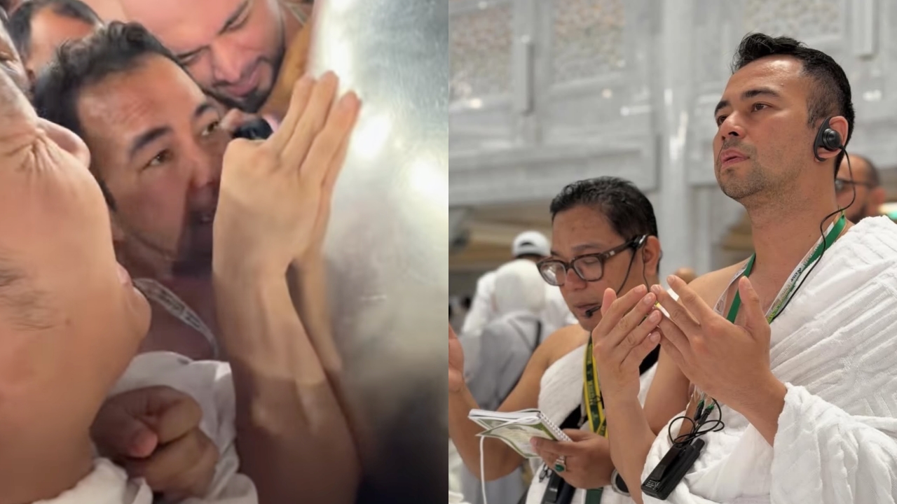 Momen perjuangan Raffi Ahmad cium Hajar Aswad berdesak-desakan dengan jamaah haji lain