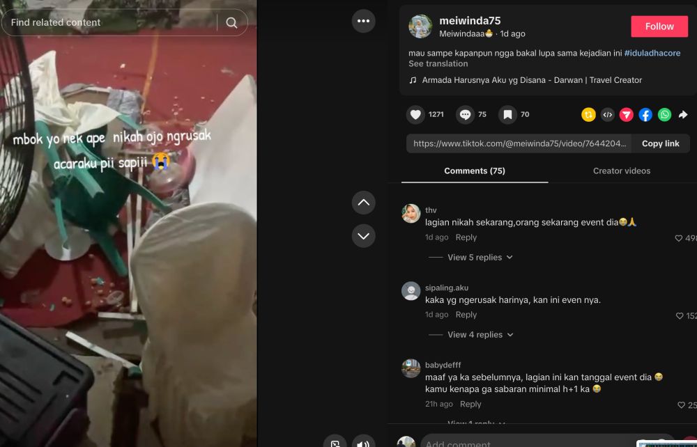 Momen nyesek calon pengantin saksikan tenda pernikahan diseruduk sapi kurban sampai berserakan