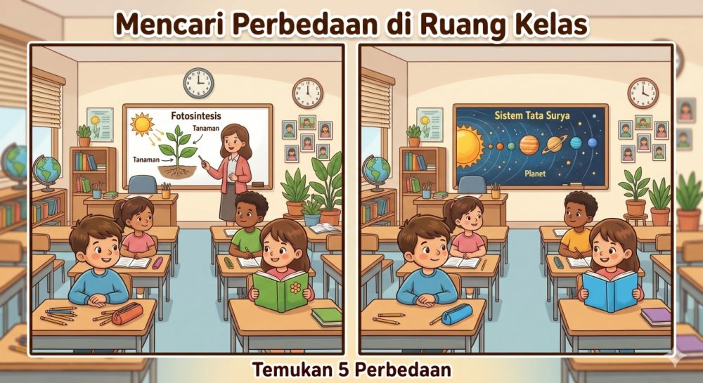 5 Tebak-tebakan cari perbedaan gambar untuk uji ketelitian dan fokus anak SD