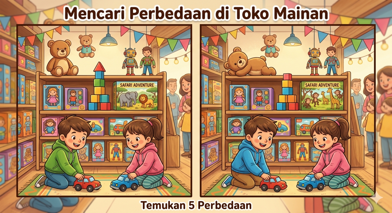 5 Tebak-tebakan cari perbedaan gambar untuk uji ketelitian dan fokus anak SD
