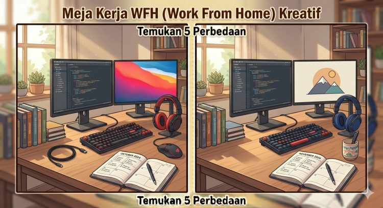 5 Tebak-tebakan cari perbedaan gambar kantor, latihan ketelitian