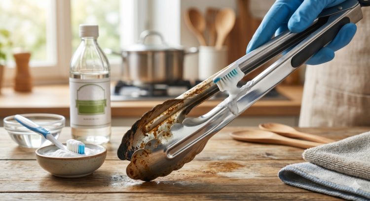 Cara membersihkan jepitan makanan stainless yang sudah kusam