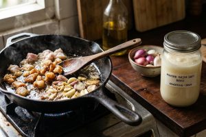 Begini cara membuat minyak gajih sapi, tambahkan bawang merah dan bawang putih biar makin gurih