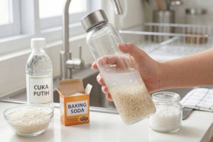 Mudah ditiru, trik membersihkan bagian dalam botol minum yang licin tanpa sikat khusus