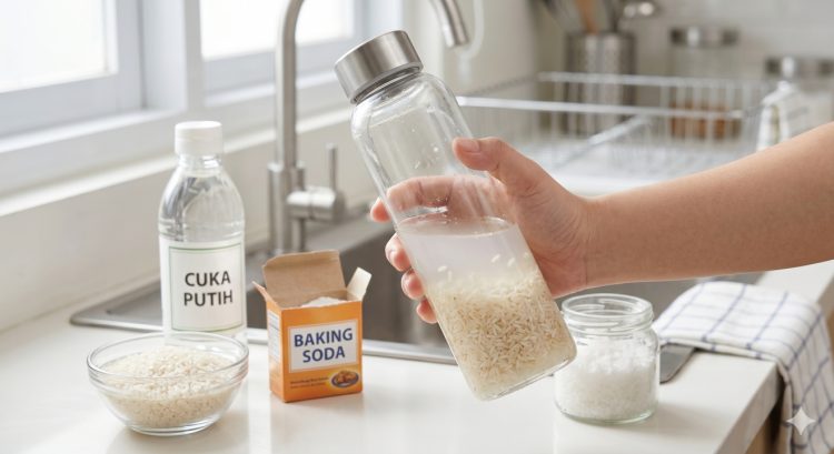 Mudah ditiru, trik membersihkan bagian dalam botol minum yang licin tanpa sikat khusus