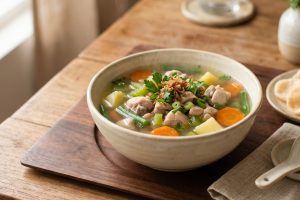 Resep sup ayam bening yang bumbunya hangatkan badan, tinggal celupin bahan bisa langsung jadi