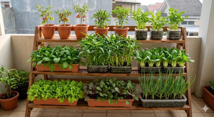 7 Kombinasi sayur cepat panen di satu rak, panen tiap minggu tanpa lahan luas