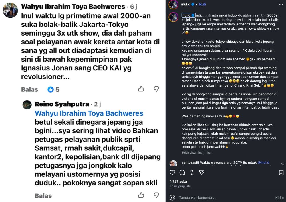 Inul Daratista bantah isu gila hormat di kereta compartment suite karena petugas jongkok saat melayani