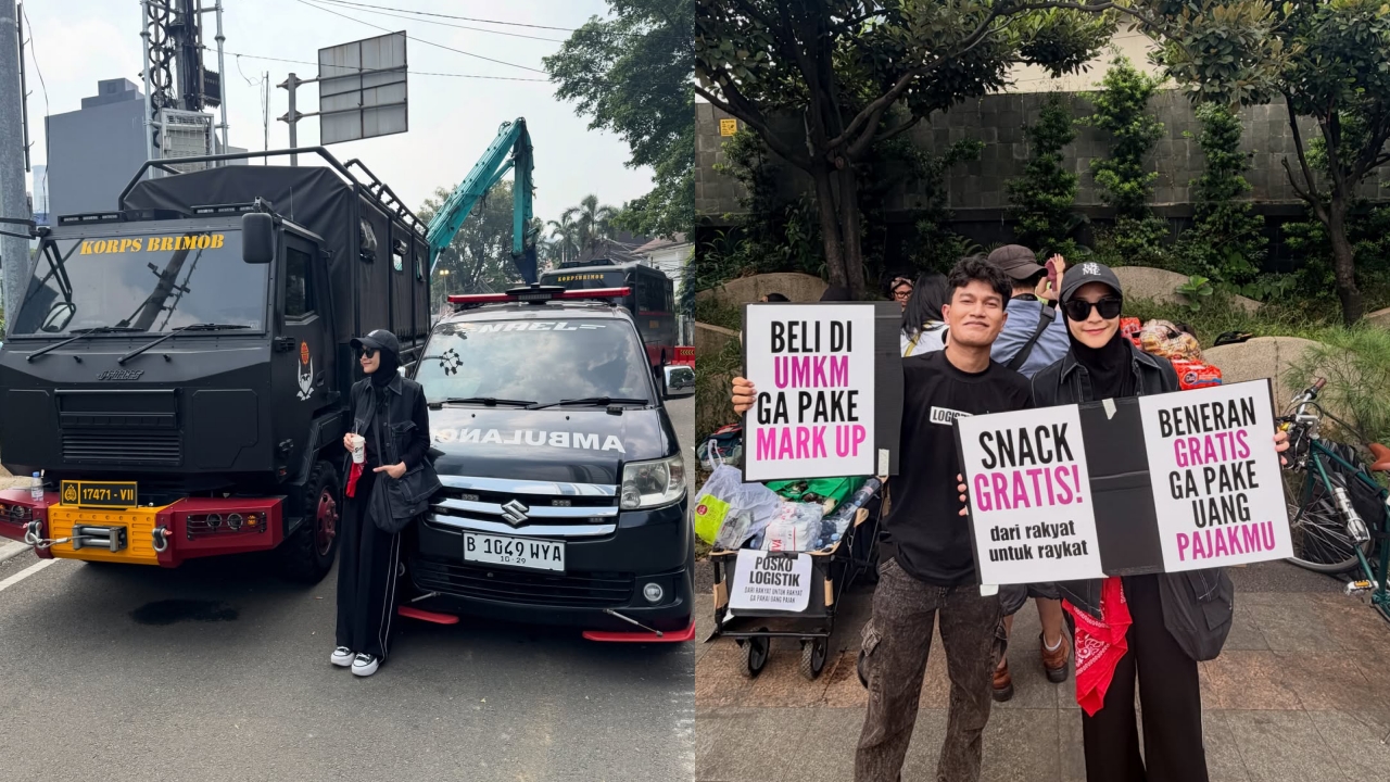 7 Aksi nyata Zaskia Adya Mecca turun langsung ke demo Bundaran HI, bawa 3 ambulans dan logistik