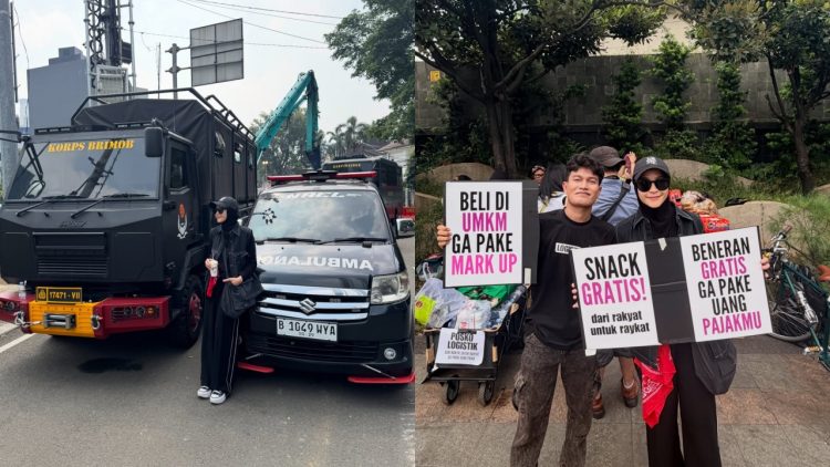 7 Aksi nyata Zaskia Adya Mecca turun langsung ke demo Bundaran HI, bawa 3 ambulans dan logistik