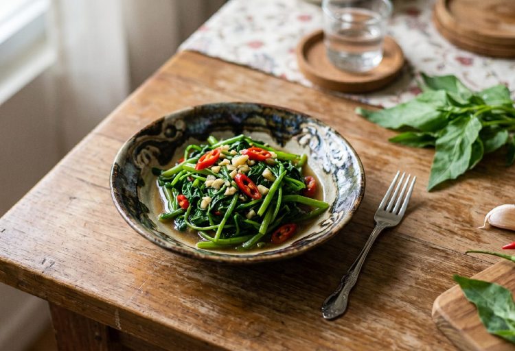 Resep tumis kangkung yang kriuk-kriuk renyah dan warnanya hijau, siap saji dalam 5 menit