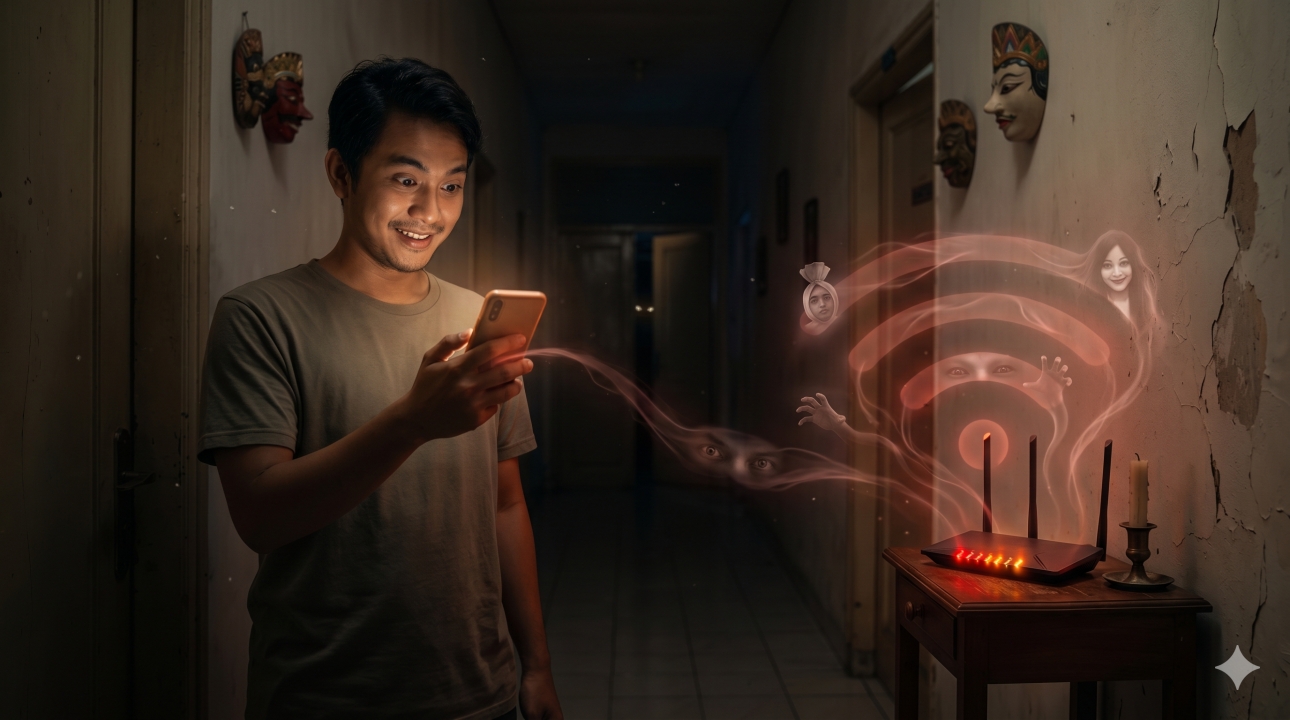 50 Nama WiFi horror unik yang bikin tetangga auto merinding