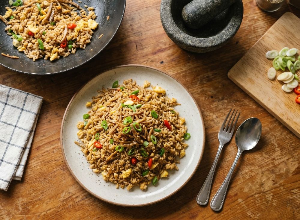 Resep nasi goreng teri yang enak dan hemat, rasanya bintang lima walau pakai alat dapur biasa di rumah