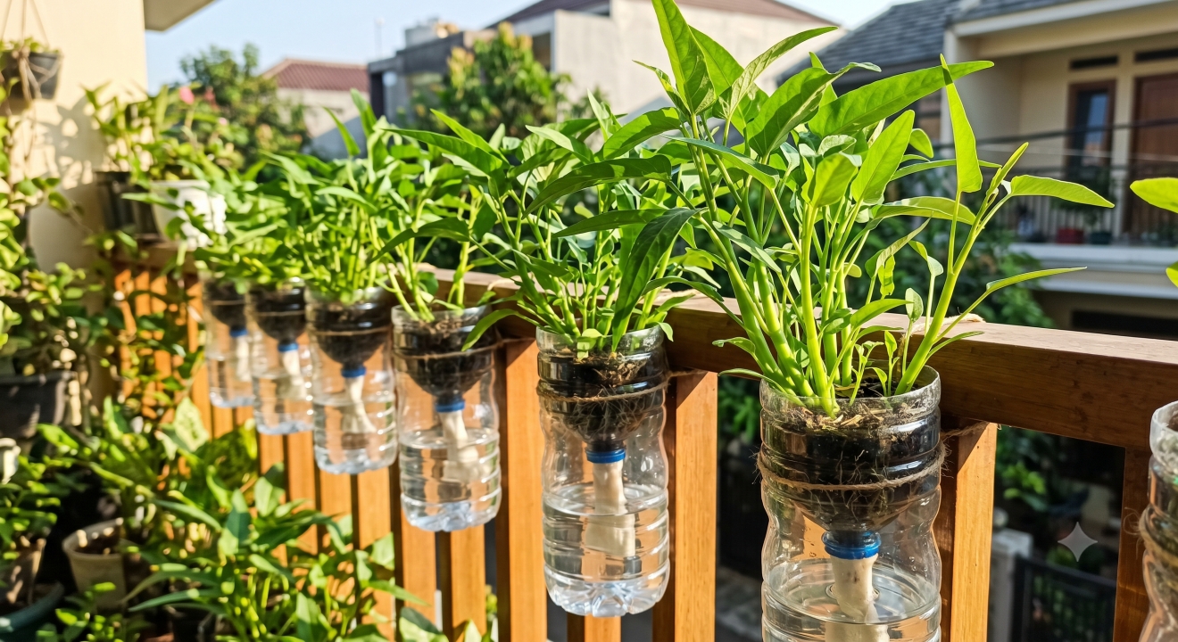 Cara menanam kangkung di botol plastik bekas, murah, mudah, dan bisa panen berkali-kali