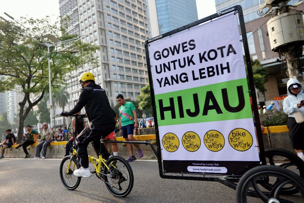 Ada pemandangan tidak biasa di CFD Sudirman, deretan sepeda ini bawa kado unik untuk jalanan Jakarta